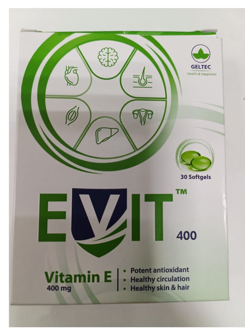 EVIT Vitamin E For Glowing Face,Strong Hair,Acne,Nails, Glowing Skin 400mg,Control Hair Lossess In 10 Days Approx  - Image 1