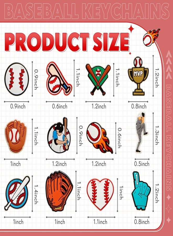 Batiyeer 36 Pack Baseball Keychains Bulk Party Favors Sports Valentines Gifts Ball Key Chains Funny Keyring for Women Men Birthday Supplies - Image 2