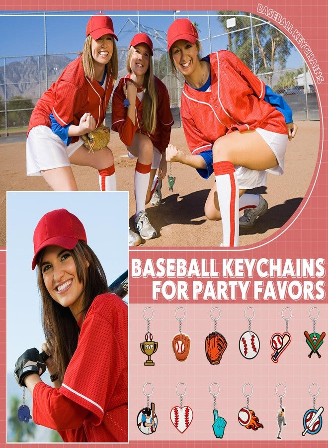 Batiyeer 36 Pack Baseball Keychains Bulk Party Favors Sports Valentines Gifts Ball Key Chains Funny Keyring for Women Men Birthday Supplies - Image 5