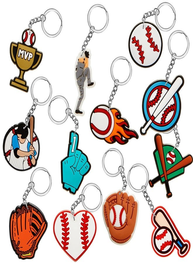 Batiyeer 36 Pack Baseball Keychains Bulk Party Favors Sports Valentines Gifts Ball Key Chains Funny Keyring for Women Men Birthday Supplies - Image 1