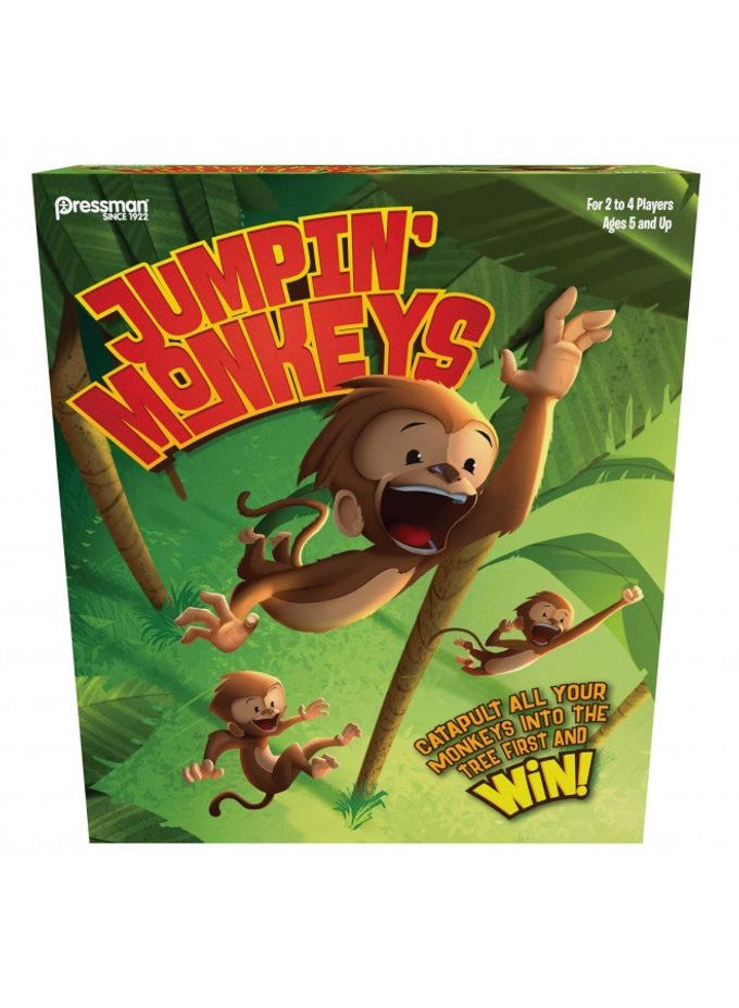 Pressman Jumpin' Monkeys: Catapult Your Monkeys Into The Tree to Win, Multi, 5" - Image 1