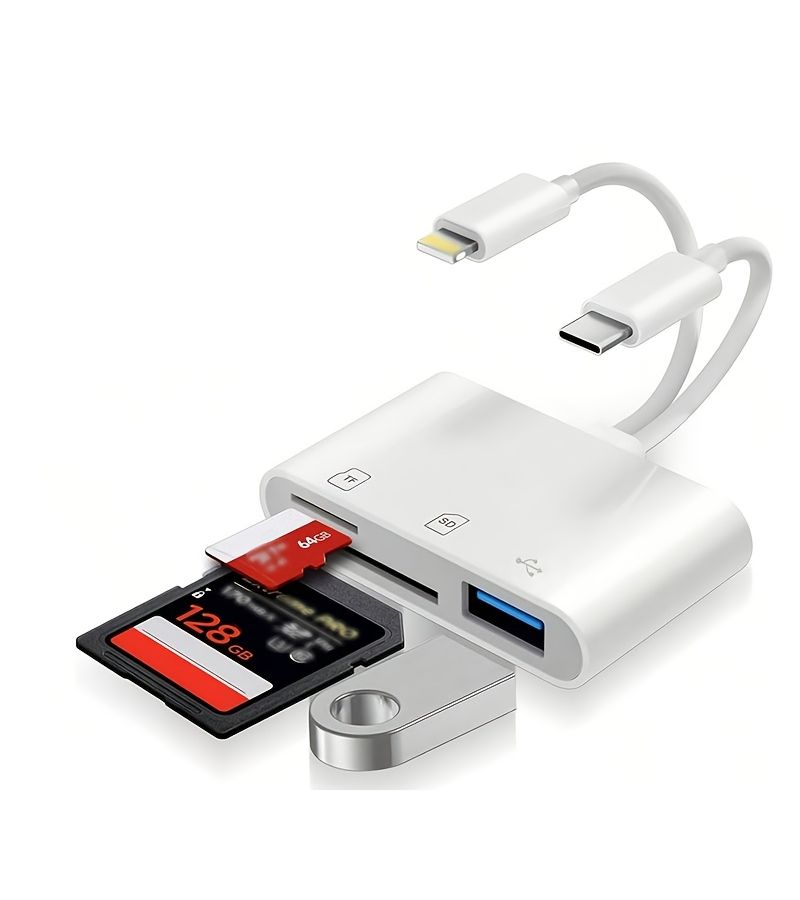 وايت 5 في 1 USB C إلى USB 3.0 قارئ بطاقات ذاكرة SD TF محول - Image 3