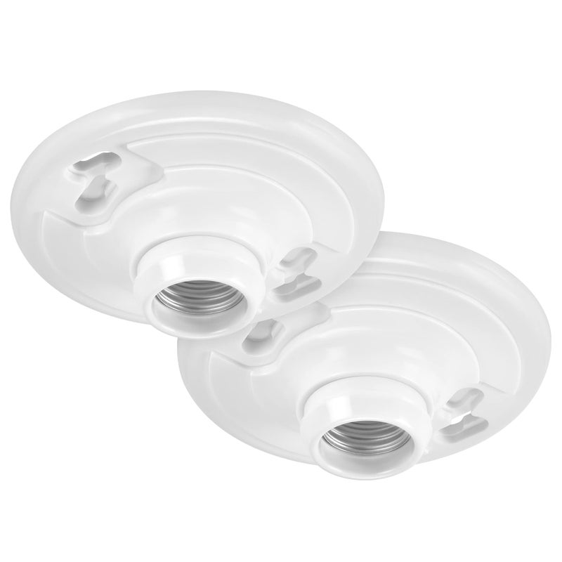 Maxxima Keyless Plastic Lamp Holder OnePiece Medium Base E26 Socket Outlet Box Mount 660W Ceiling Lighting Compatible with LED and Incandescent Light Bulbs 2 Pack