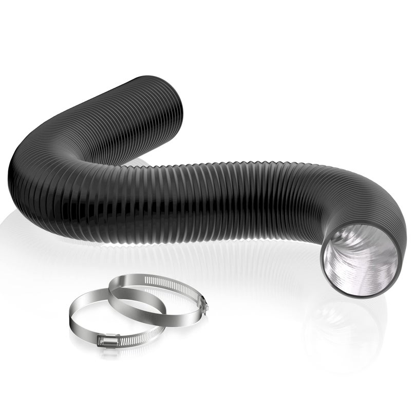 HG Power 5 Inch Air Ducting 32 Feet Flexible Aluminum Dryer Vent Hose Three Layer Protection Dryer Hose with 2 Clamps for HVAC Ventilation Heating Cooling Exhaust