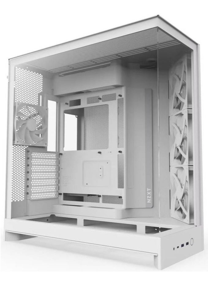 NZXT H9 Flow Dual-Chamber ATX Mid-Tower Case High-Airflow Design with Panoramic Tempered Glass, Supports Dual 360mm Radiators, Up to 10 Fans, E-ATX Compatibility, White | CM-H92FW-01  - Image 1