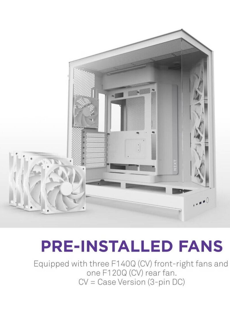 NZXT H9 Flow Dual-Chamber ATX Mid-Tower Case High-Airflow Design with Panoramic Tempered Glass, Supports Dual 360mm Radiators, Up to 10 Fans, E-ATX Compatibility, White | CM-H92FW-01  - Image 3