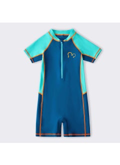 Kids 2024 Full Body Swimsuit Sun Protection Boys Surf Suit blue orange edge