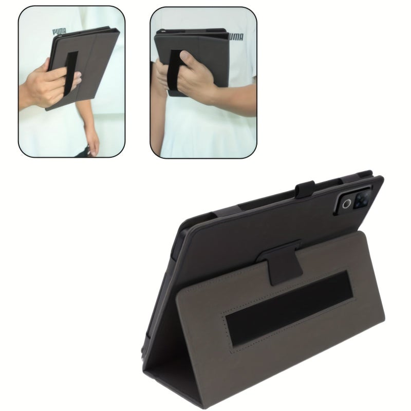 Compatible With Doogee U12 Case Black Faux Leather Cover Tablet Drawing Pencil Holder Wrist Strap Included - Image 4