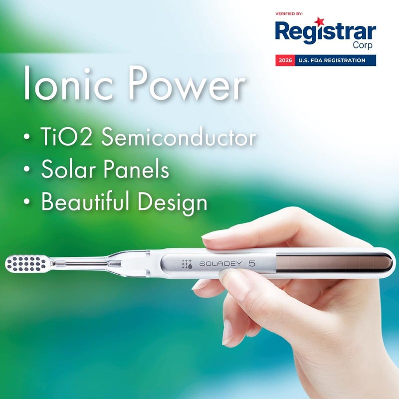 Soladey 5 Ionic Toothbrush, White, Large Solar Panels and TiO2 Semiconductor, You can Brush Without Toothpaste - Image 2