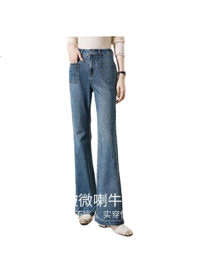 First Application Chushen Spring And Autumn Women'S High Waist Slim Fit Fashionable Flared Jeans With Pocket Design Long Pants S143N1002 - Image 1