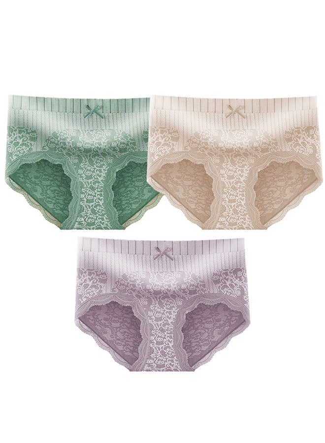MARGOUN 3 Packs Women's Large Size Lace Panties with High Waist Comfortable and Stylish Underwear for a Flattering Silhouette/L(waist 64-72/Weight 55~65kg) - Image 3