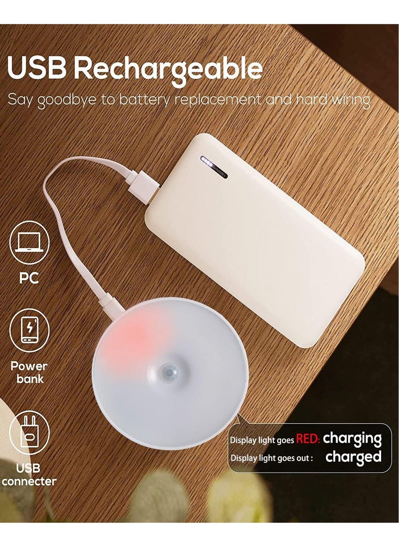 MileMelo - Motion Sensor Night Light Indoor Rechargeable Small Led Closet Light Warm and White Wireless Activated Sensored Smart Cabinet Lights Battery Operated for Hallway Stairs Bedroom,2 Pcs - Image 1