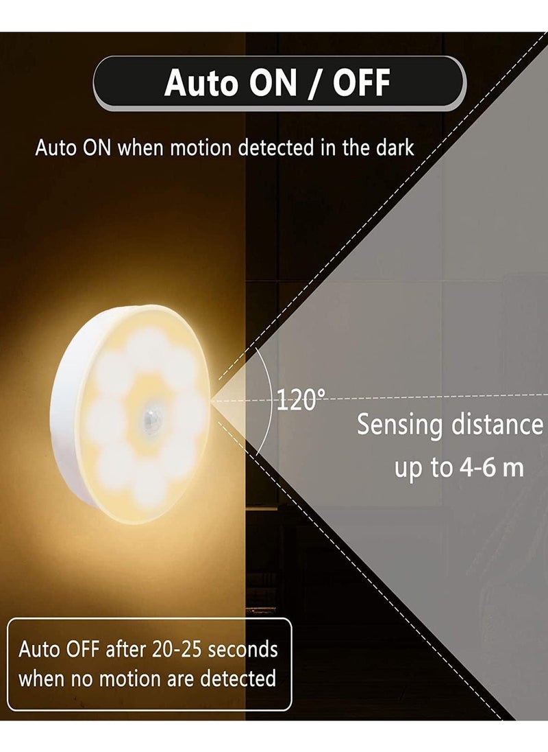 MileMelo - Motion Sensor Night Light Indoor Rechargeable Small Led Closet Light Warm and White Wireless Activated Sensored Smart Cabinet Lights Battery Operated for Hallway Stairs Bedroom,2 Pcs - Image 1