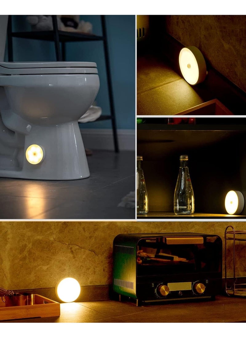 MileMelo - Motion Sensor Night Light Indoor Rechargeable Small Led Closet Light Warm and White Wireless Activated Sensored Smart Cabinet Lights Battery Operated for Hallway Stairs Bedroom,2 Pcs - Image 1