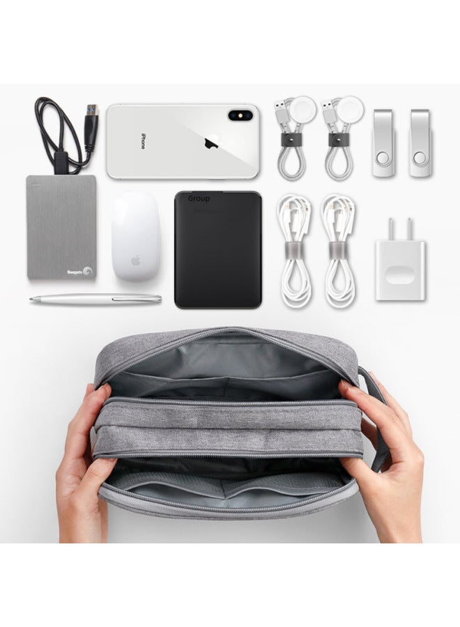 Digital Cable Organizer Bag For Laptop Power Cords Chargers Mice Headsets Data Cables Multi-functional Storage Pouch-Color:Black  - Image 3