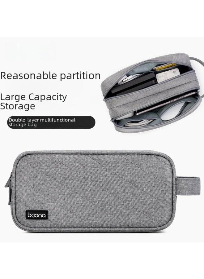 Digital Cable Organizer Bag For Laptop Power Cords Chargers Mice Headsets Data Cables Multi-functional Storage Pouch-Color:Black  - Image 2