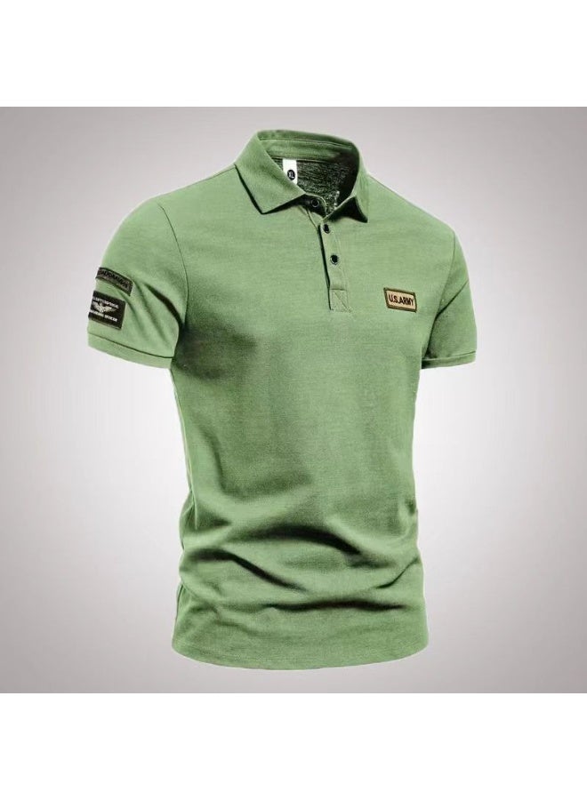US Summer Men's Polo Shirt T-Shirt Short Sleeve French Style Casual Breathable Fashionable Loose Fit  Clothing - Image 1
