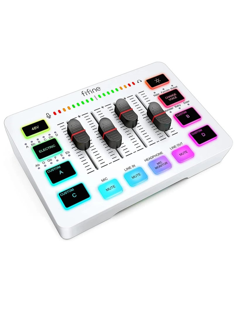 FIFINE FIFINE Gaming Audio Mixer, Streaming 4-Channel RGB Mixer with XLR Microphone Interface,for Game Voice,Podcast,AmpliGame SC3  - Image 1