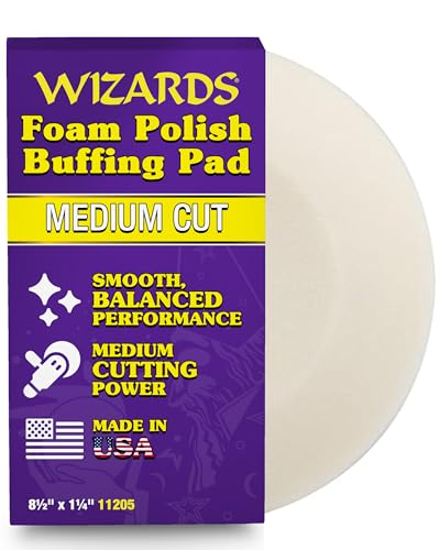 Wizards Foam Polish Buffing Pad - Velcro Backed, Medium Cutting Foam Pad for Car Detailing - ‎No Splatter High Density Foam for Auto Detailing Supplies - 8½" x 1¼" - Image 1