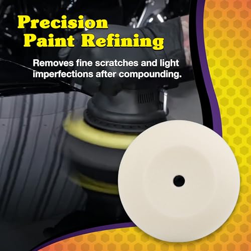 Wizards Foam Polish Buffing Pad - Velcro Backed, Medium Cutting Foam Pad for Car Detailing - ‎No Splatter High Density Foam for Auto Detailing Supplies - 8½" x 1¼" - Image 3