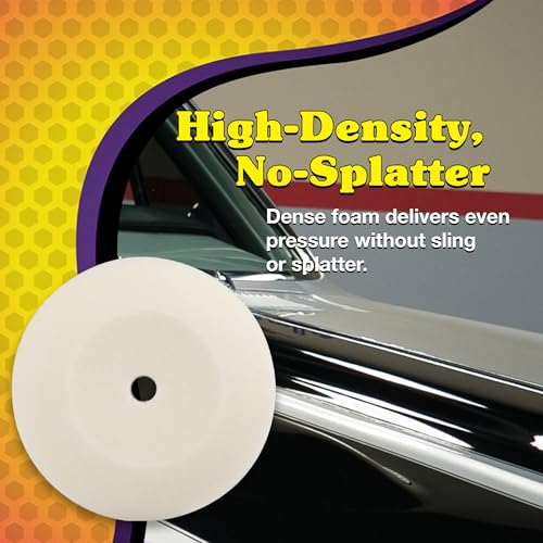 Wizards Foam Polish Buffing Pad - Velcro Backed, Medium Cutting Foam Pad for Car Detailing - ‎No Splatter High Density Foam for Auto Detailing Supplies - 8½" x 1¼" - Image 5