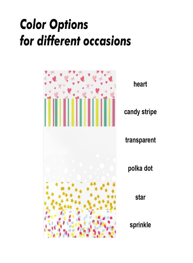 EKAPACKAGING 50Pcs 5x7 Inches Cellophane Treat Bags with Pink Ribbons, Pink Heart Pattern Gift Bags, Small Valentine's Day Goodie Bags for Candy, Marshmallow Pops, Cake Pops, Party Favors - Image 4