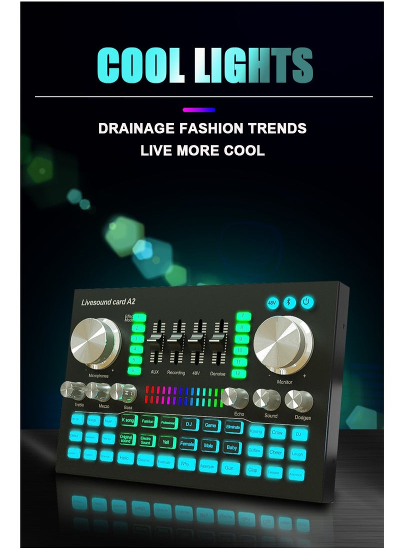 Generic Audio Mixer Professional Live Sound Card Studio Record Soundcard Bluetooth Microphone Mixer Voice Changer Live Streaming Audio Sound Mixer for Streaming Podcasting Gaming  - Image 5