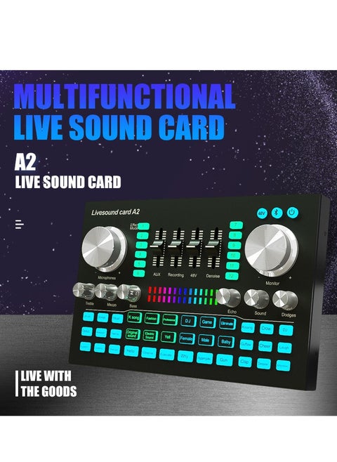 Audio Mixer Professional Live Sound Card Studio Record Soundcard Bluetooth Microphone Mixer Voice Changer Live Streaming Audio Sound Mixer for Streaming Podcasting Gaming