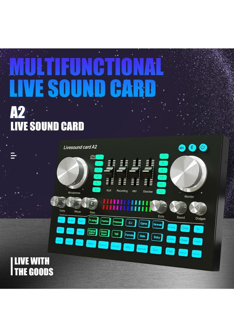 Generic Audio Mixer Professional Live Sound Card Studio Record Soundcard Bluetooth Microphone Mixer Voice Changer Live Streaming Audio Sound Mixer for Streaming Podcasting Gaming  - Image 1