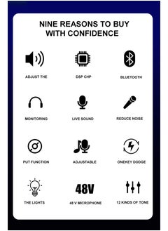 Generic Audio Mixer Professional Live Sound Card Studio Record Soundcard Bluetooth Microphone Mixer Voice Changer Live Streaming Audio Sound Mixer for Streaming Podcasting Gaming  - Image 3