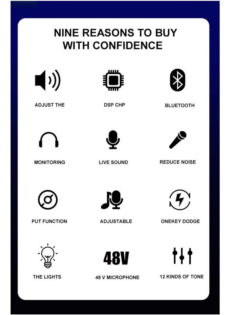 Generic Audio Mixer Professional Live Sound Card Studio Record Soundcard Bluetooth Microphone Mixer Voice Changer Live Streaming Audio Sound Mixer for Streaming Podcasting Gaming  - Image 3