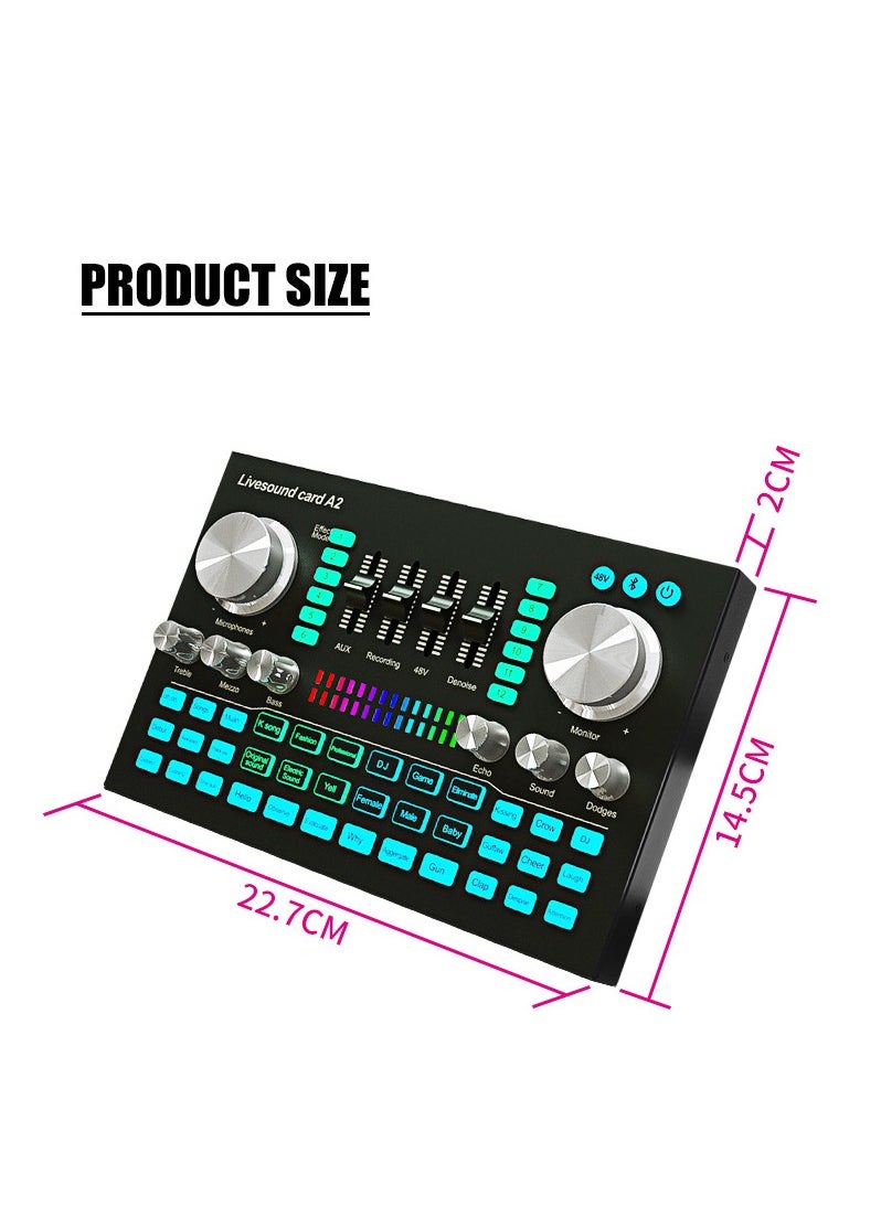 Generic - Audio Mixer Professional Live Sound Card Studio Record Soundcard Bluetooth Microphone Mixer Voice Changer Live Streaming Audio Sound Mixer for Streaming Podcasting Gaming - Image 1