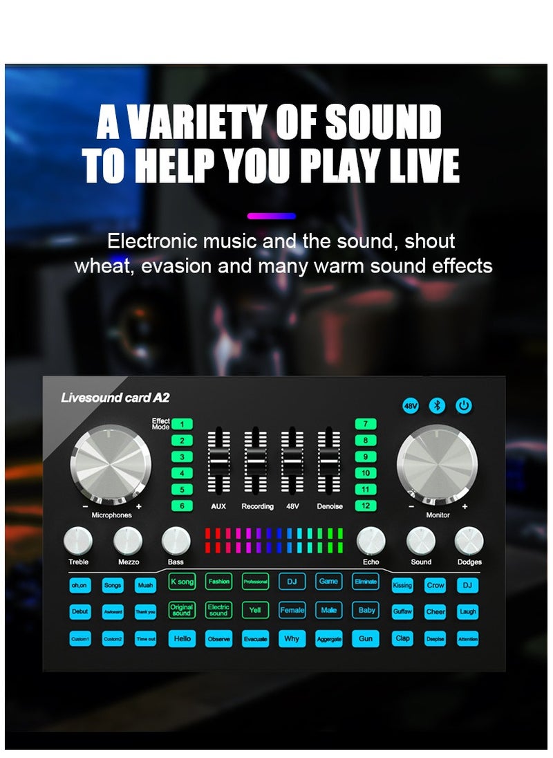 Generic Audio Mixer Professional Live Sound Card Studio Record Soundcard Bluetooth Microphone Mixer Voice Changer Live Streaming Audio Sound Mixer for Streaming Podcasting Gaming  - Image 4