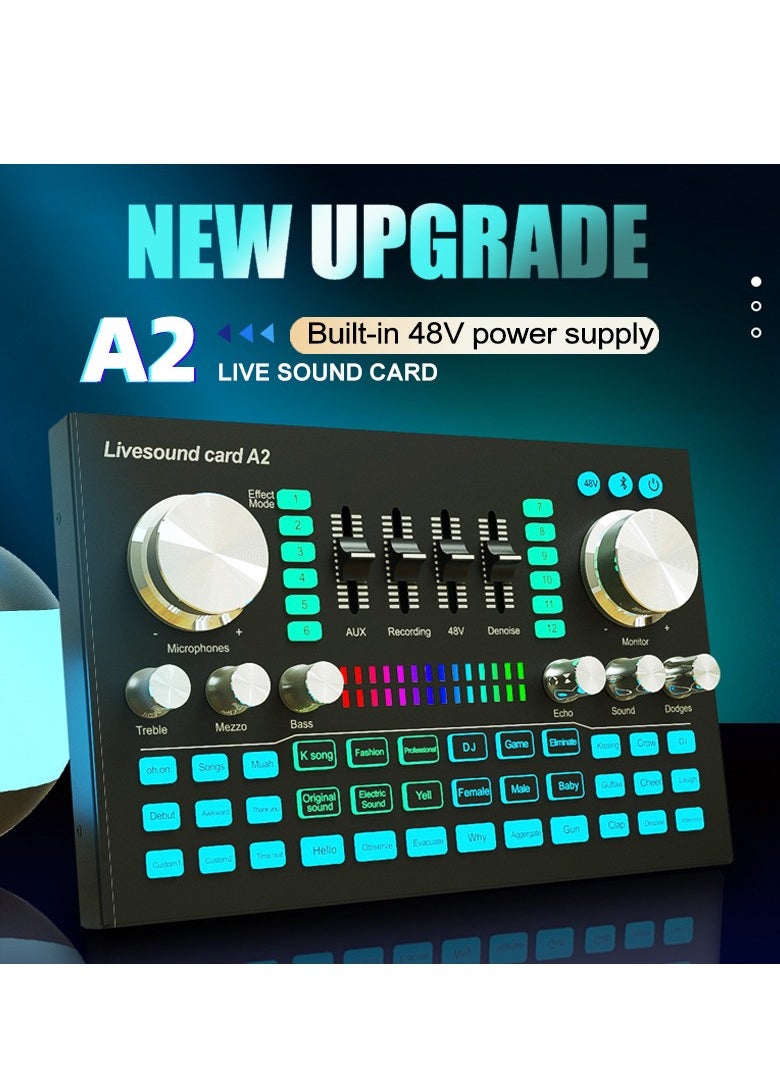 Generic Audio Mixer Professional Live Sound Card Studio Record Soundcard Bluetooth Microphone Mixer Voice Changer Live Streaming Audio Sound Mixer for Streaming Podcasting Gaming  - Image 2