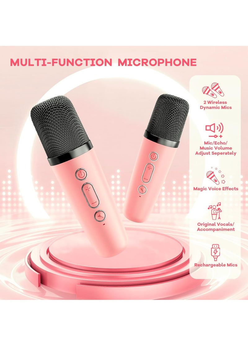 ELTRAZONE Mini Karaoke Machine for Kids and Adults – Portable Bluetooth Speaker with 2 Wireless Microphones, 18 Built-in Songs, Colorful LED Lights, Fun Singing Toy for Girls and Boys Ages 4-8+, Birthday Gift for Toddlers, Teens, Family Party  - Image 3