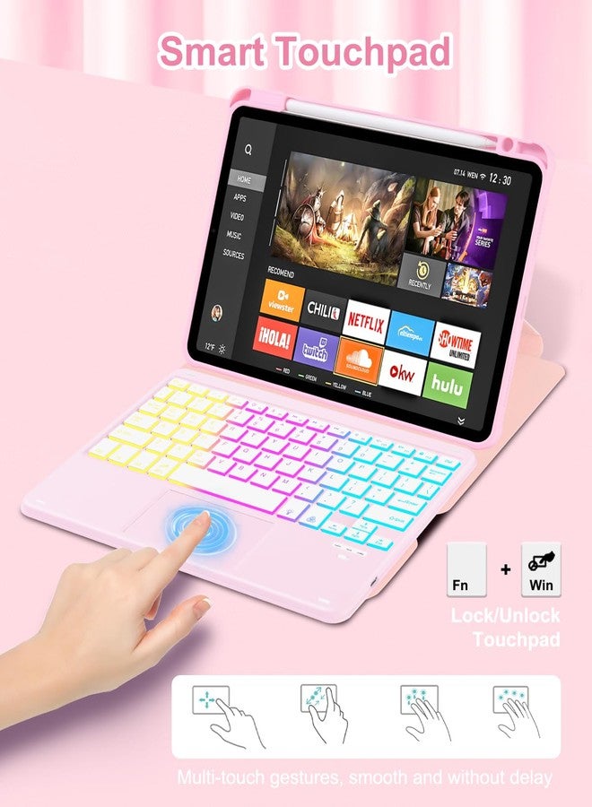 MePadKey Touchpad Keyboard Case for iPad Air 11 inch M3 2025/M2 2024 7th/6th Generation, 360 Rotation Cover with Wireless Backlit Detachable Keypad for Air 10.9" 5th 4th 4 5 6 7 Gen, Pink - Image 3
