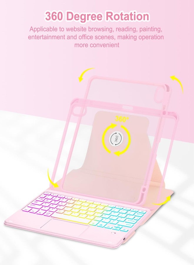 MePadKey Touchpad Keyboard Case for iPad Air 11 inch M3 2025/M2 2024 7th/6th Generation, 360 Rotation Cover with Wireless Backlit Detachable Keypad for Air 10.9" 5th 4th 4 5 6 7 Gen, Pink - Image 4