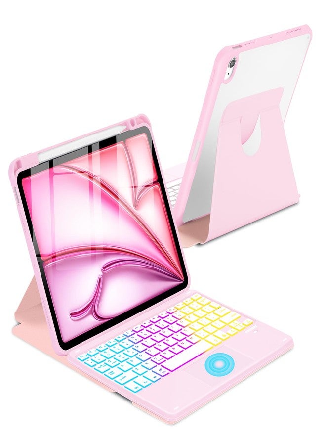 MePadKey Touchpad Keyboard Case for iPad Air 11 inch M3 2025/M2 2024 7th/6th Generation, 360 Rotation Cover with Wireless Backlit Detachable Keypad for Air 10.9" 5th 4th 4 5 6 7 Gen, Pink - Image 1
