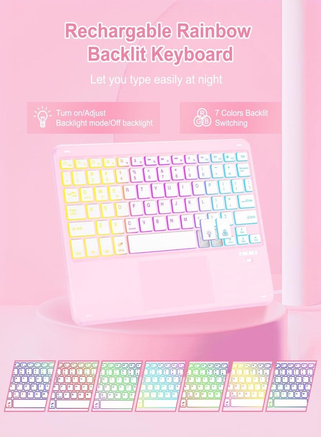 MePadKey Touchpad Keyboard Case for iPad Air 11 inch M3 2025/M2 2024 7th/6th Generation, 360 Rotation Cover with Wireless Backlit Detachable Keypad for Air 10.9" 5th 4th 4 5 6 7 Gen, Pink - Image 5