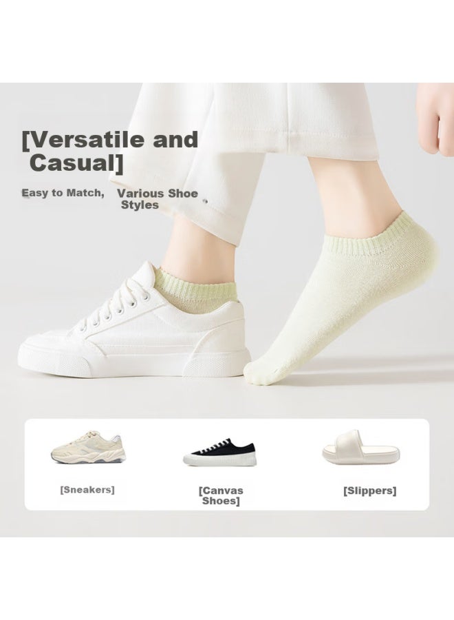 Your Sun Yiershuang 7 Pairs 100% Pure Cotton Socks, Women'S Short Socks, Antibacterial Dopamine Invisible Socks, Boat Socks, Non-Slip Heel Women'S Socks, One Size Fits All - Image 5