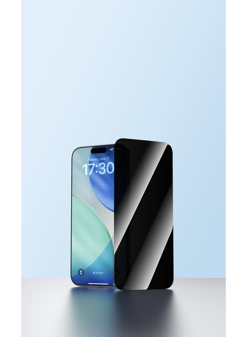 devia iPhone 17 Pro Privacy Screen Protector - 9H Hardness CSG Aluminum Tempered Glass with Auto-Fitting, Military Grade Scratch and Shatter Resistant Screen Protector, High Clarity, Water and Oil Repellent Coating - Image 1