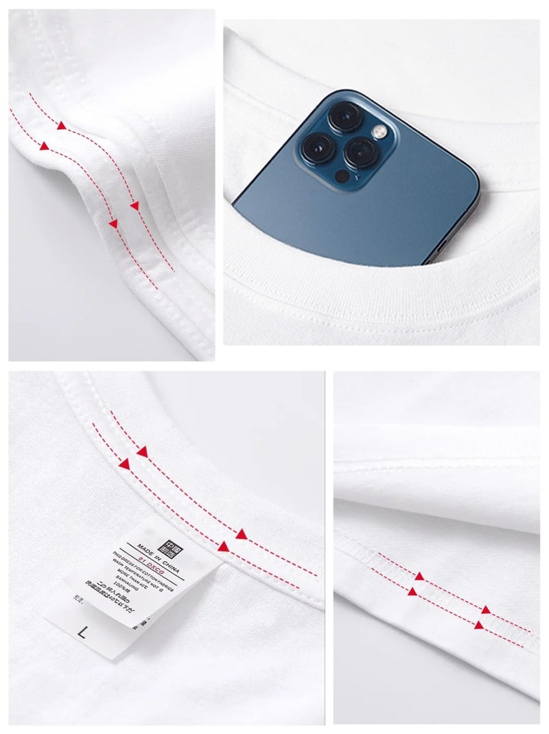 BJY 100% Cotton White Basic T Shirts for Women and Girls,Crew Neck Short Sleeve Shirts,Sleepwear,Pajamas, Tops, Undershirts - Image 5