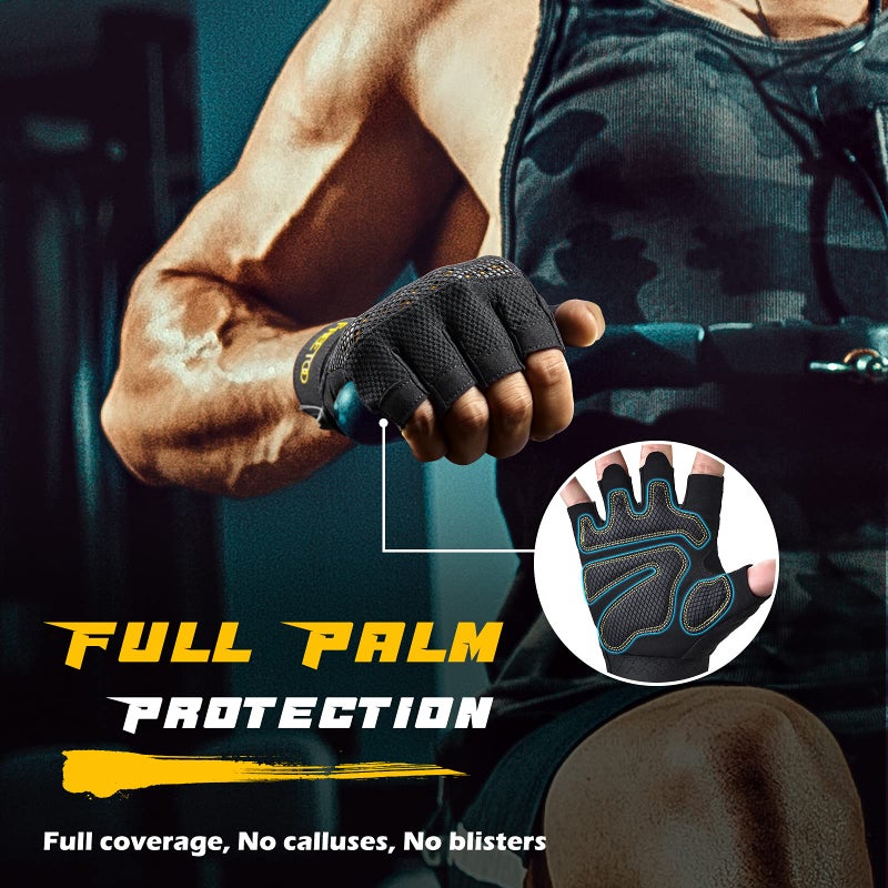 FREETOO Workout Gloves for Men 2021 Latest, [Full Palm Protection] [Ultra Ventilated] Weight Lifting Gloves with Cushion Pads and Silicone Grip Gym Gloves Durable Training Gloves for Exercise Fitness - Image 2