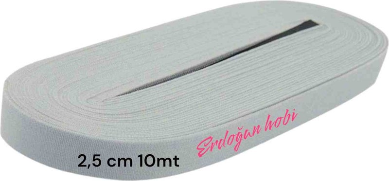 Erdoğan Hobi Wide Elastic 2.5 cm 10 mt Leg Elastic Waist Elastic Panty Elastic Mattress Elastic Multi-Purpose Elastic