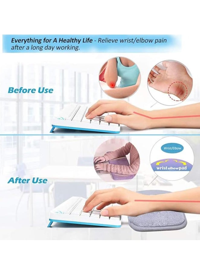 Computer Wrist Elbow Pad, Ergonomic Computer Elbow Wrist Pad, Keyboard Wrist Rest Elbow Support Mat, Premium Memory Cotton Desktop Keyboard Arm Rest Support Mat for Office, Working, Gaming