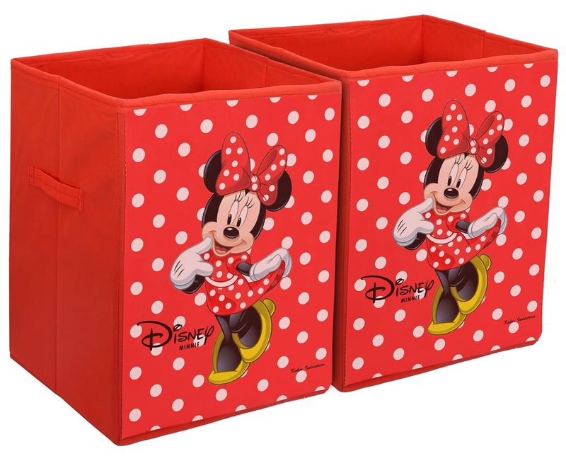 Kuber Industries Disney Minnie Print Non Woven Fabric Foldable Laundry Basket, Toy Storage Basket, Cloth Storage Basket with Handles (Set of 2, Red)-KUBMART1200 - Image 1