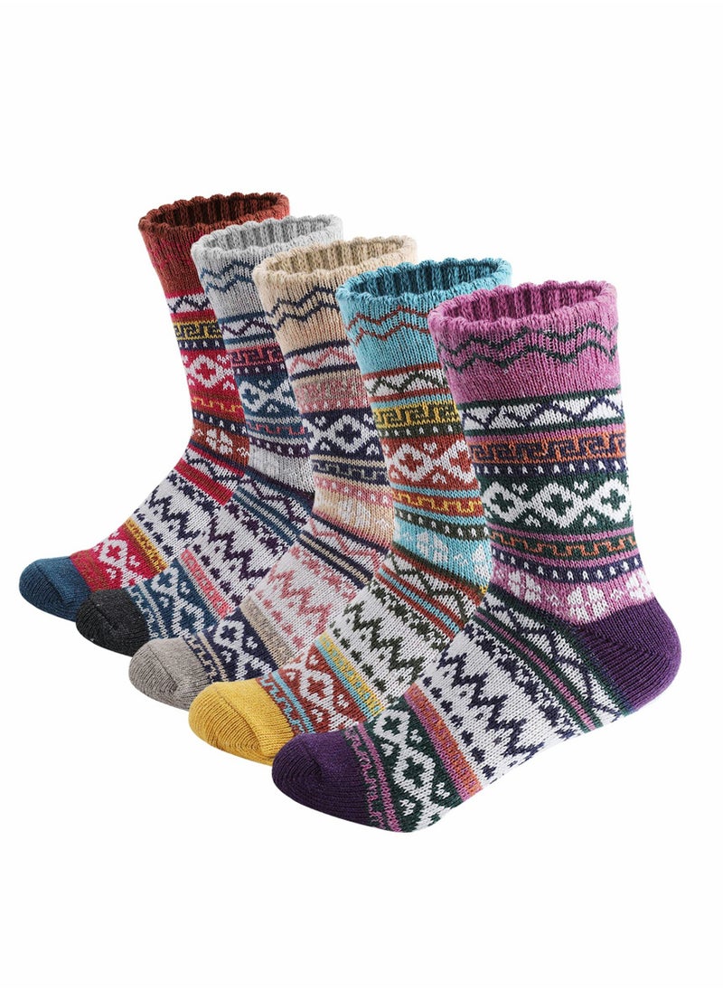 KASTWAVE Wool Socks for Women, Vintage Winter Warm Wool Socks for Women, Soft Cozy Socks, Thick Knit Boots Socks for Women / Men (5 Pairs)  - Image 1