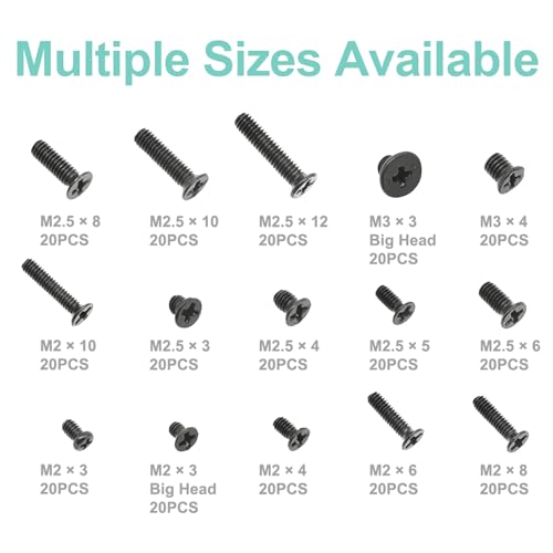 QTEATAK 300Pcs Black Laptop Notebook Computer Replacement Screws Kit for Lenovo Toshiba Gateway Samsung HP IBM Dell Sony Acer Asus SSD Hard Disk SATA - Image 2