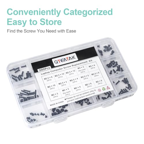QTEATAK 300Pcs Black Laptop Notebook Computer Replacement Screws Kit for Lenovo Toshiba Gateway Samsung HP IBM Dell Sony Acer Asus SSD Hard Disk SATA - Image 5