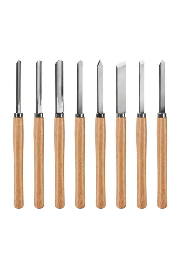 8pcs High Speed Steel Woodturning Lathe Chisel Set With Skew Spear Parting Round Nose Gouge - Image 1